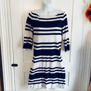 Lilly pulitzer blue white stripe long sleeve dress